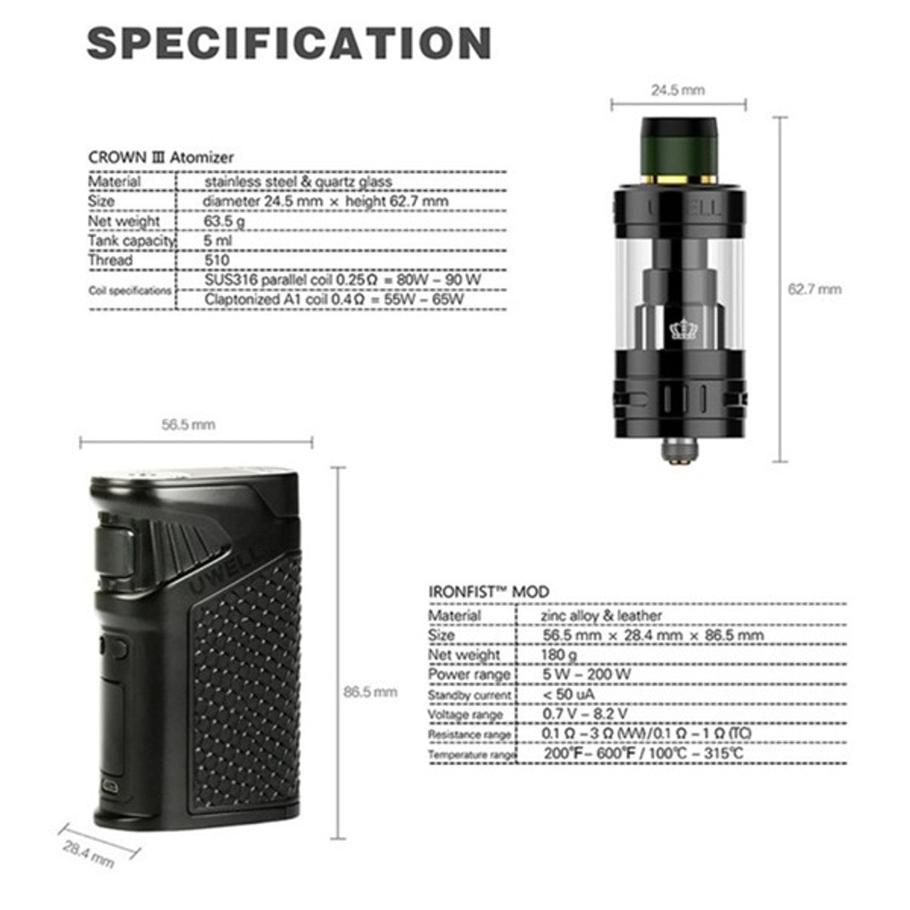 Uwell Ironfist 200W Kit Free Batteries & Delivery | bearsvapes.co.uk