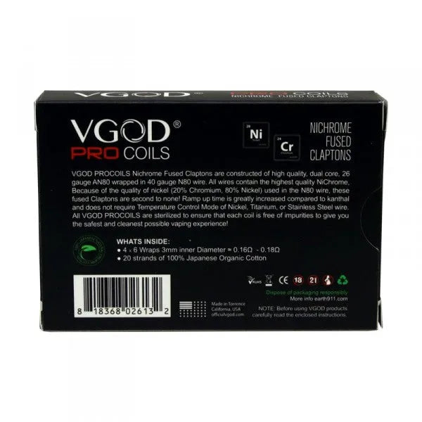 VGOD Fused Clapton Pro Coils | 4 Coils & 20 Cotton | bearsvapes.co.uk