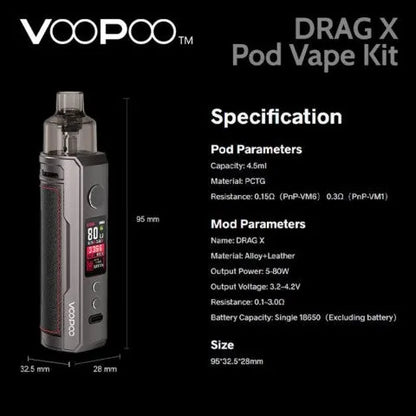 VOOPOO DRAG X Pod Vape Kit | FREE 18650 Battery | bearsvapes.co.uk