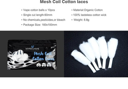 Vandy Vape Mesh Coil Cotton Laces - 6mm Mesh Cotton | bearsvapes.co.uk