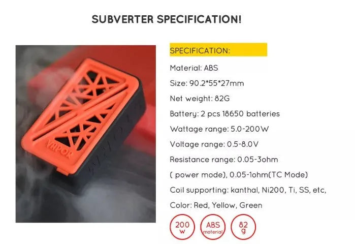 Vapor Storm Subverter Vape Mod | FREE Batteries | bearsvapes.co.uk