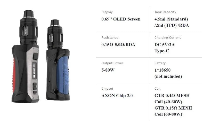 Vaporesso Forz TX80 Vape Kit | Free 18650 Battery | bearsvapes.co.uk