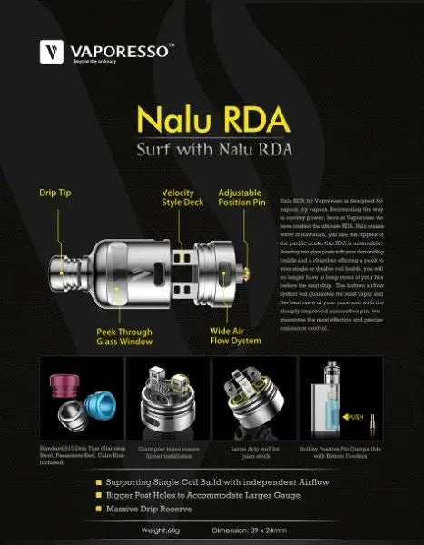 Vaporesso Nalu RDA | NOW ONLY £11.95 | bearsvapes.co.uk