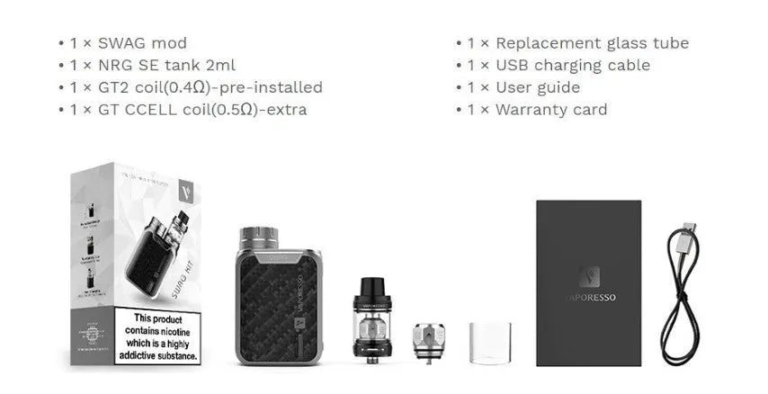 Vaporesso Swag Vape Kit | WITH FREE 18650 Battery | bearsvapes.co.uk