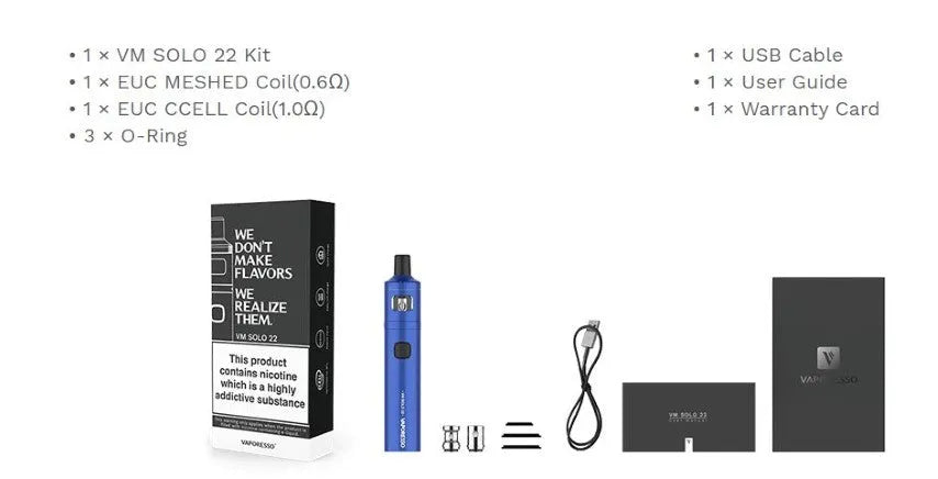 Vaporesso VM Solo 22 Vape Kit | 2200mAh MTL & DTL | bearsvapes.co.uk