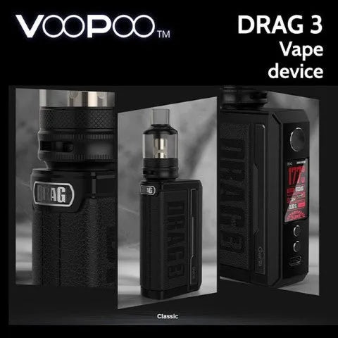 Voopoo Drag 3 Vape Kit | ONLY £39.95 | 2 FREE Golisi 18650 Batteries