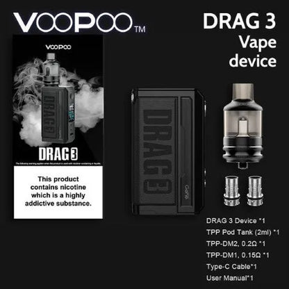 Voopoo Drag 3 Vape Kit | ONLY £39.95 | 2 FREE Golisi 18650 Batteries