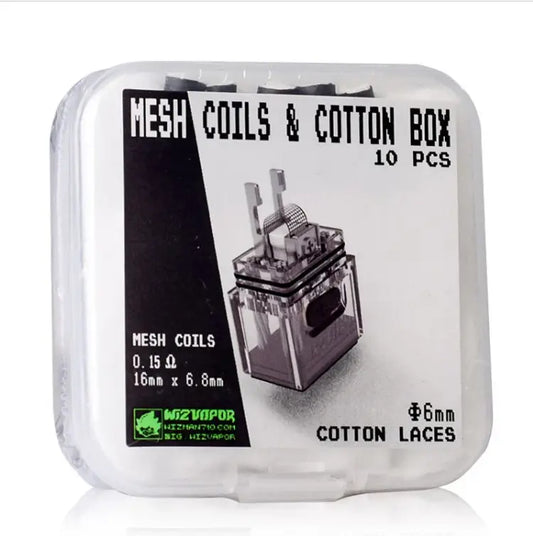Wiz Vapor Mesh Coils & Cotton 10 Coils & 6mm Cotton | bearsvapes.co.uk