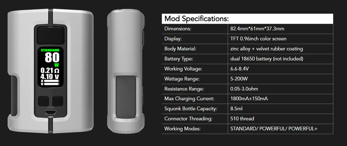Wotofo Dyadic Squonk Mod | Includes 2 FREE 18650 | bearsvapes.co.uk