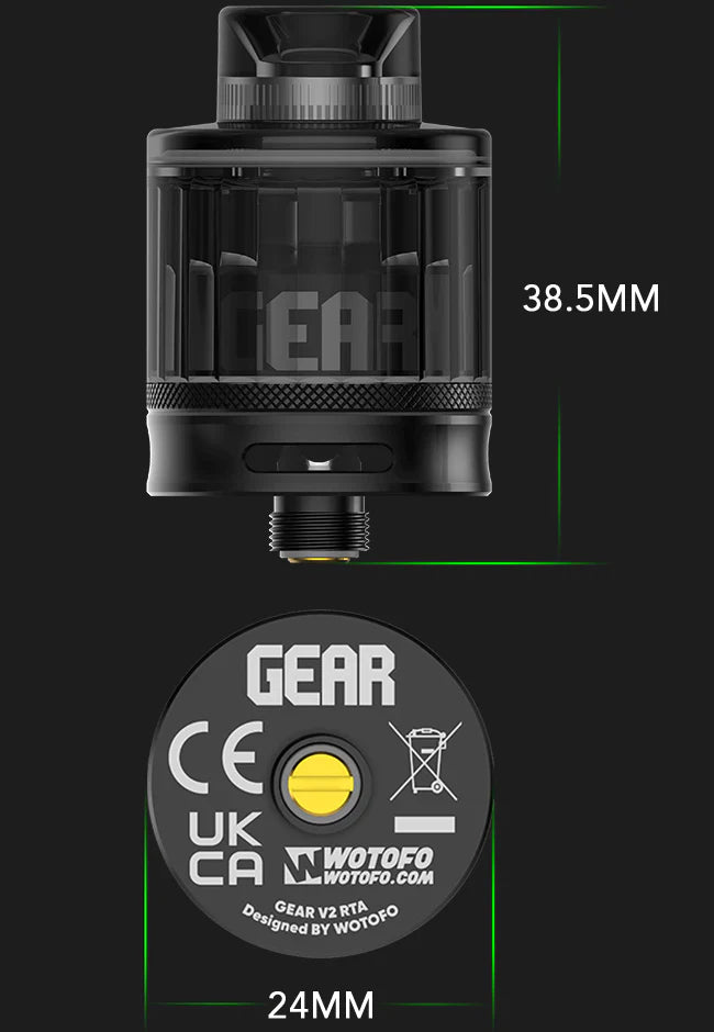 Wotofo Gear V2 RTA | 24mm Single Coil RTA | bearsvapes.co.uk
