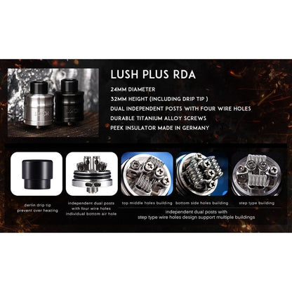 Wotofo Lush Plus RDA | 24mm Dual Coil | ONLY £14.95 | bearsvapes.co.uk
