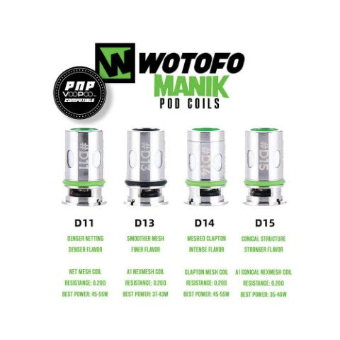 Wotofo Manik Coils 5pk | #D11, #D13, #D14 and #D15 | bearsvapes.co.uk