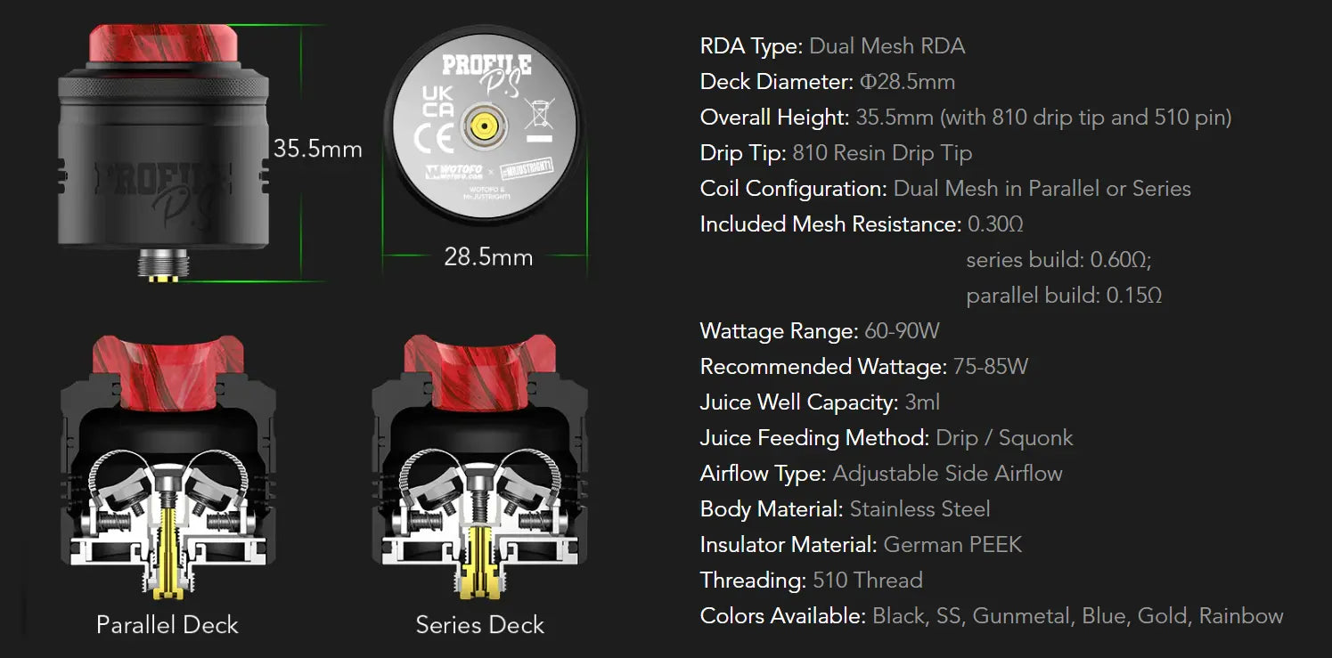 Wotofo Profile PS RDA | 28.5mm Dual Mesh RDA | bearsvapes.co.uk