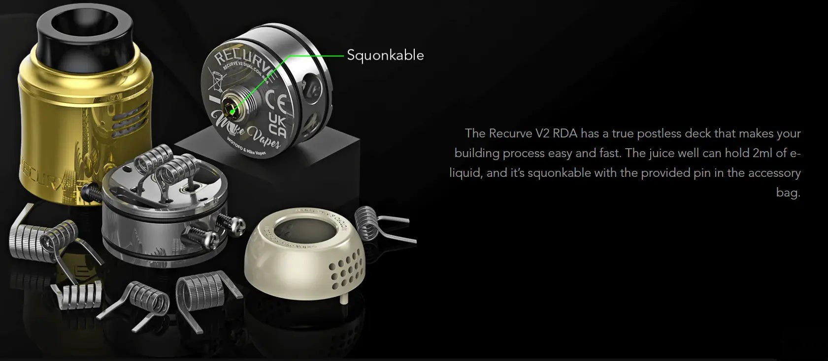 Wotofo Recurve V2 RDA | 24mm Dual or Single Coil | bearsvapes.co.uk