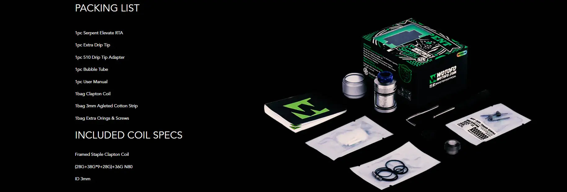 Wotofo Serpent Elevate RTA 24mm Post-less Build Deck| bearsvapes.co.uk