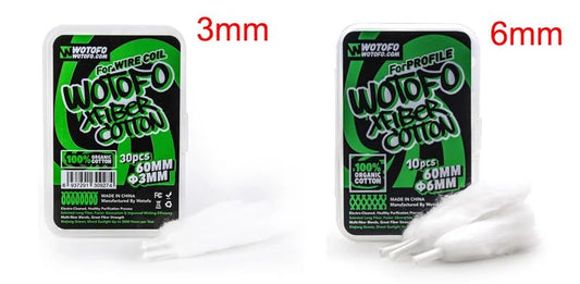 Wotofo Xfiber Cotton | 3mm OR 6mm Agleted Organic | bearsvapes.co.uk