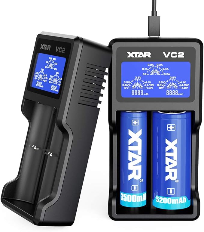 Xtar VC2 Battery Charger | Dual Bay Digital Charger | bearsvapes.co.uk