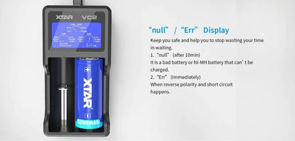 Xtar VC2 Battery Charger | Dual Bay Digital Charger | bearsvapes.co.uk