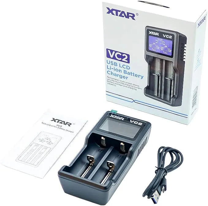 Xtar VC2 Battery Charger | Dual Bay Digital Charger | bearsvapes.co.uk