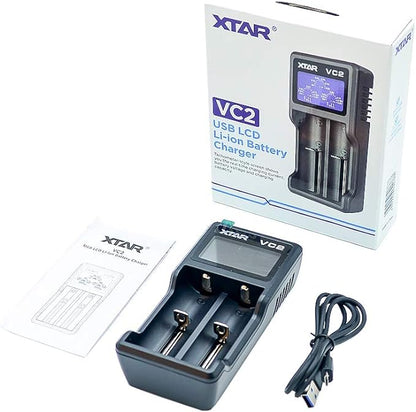 Xtar VC2 Battery Charger | Dual Bay Digital Charger | bearsvapes.co.uk