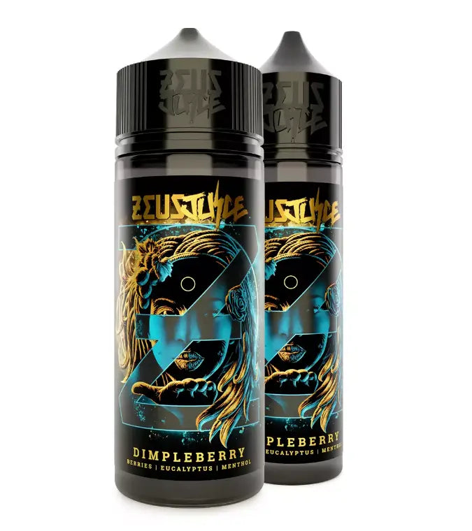 Zeus Juice Dimpleberry 70:30 e-liquid bottles on a white background.