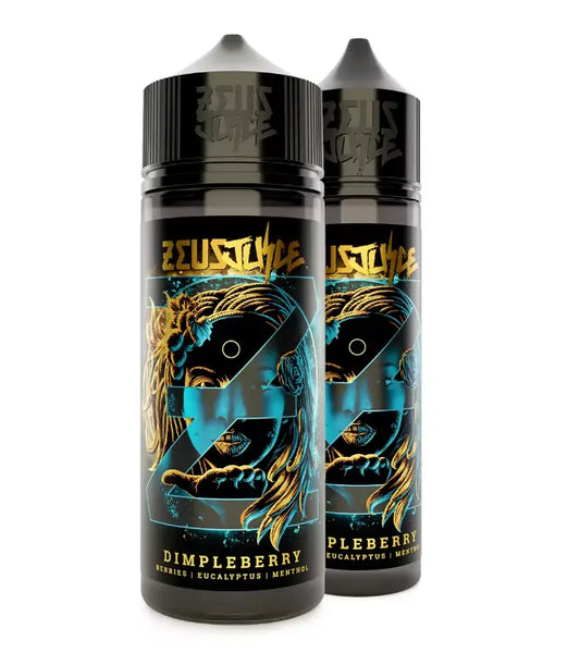Zeus Juice Dimpleberry 70:30 e-liquid bottles on a white background.