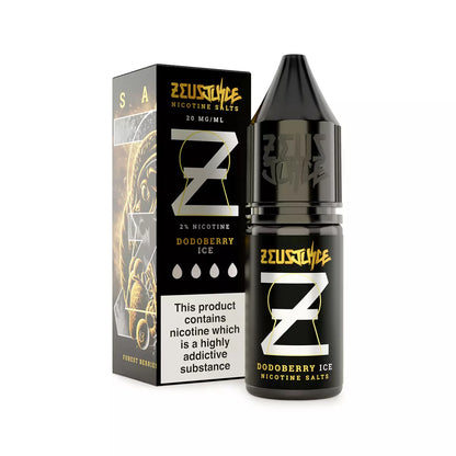 Zeus Juice Dodoberry Ice Nic Salt e-liquid bottle and packaging on a white background