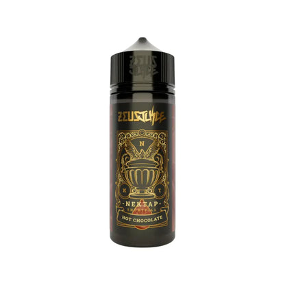 Vape juice bottle with decorative label on a white background