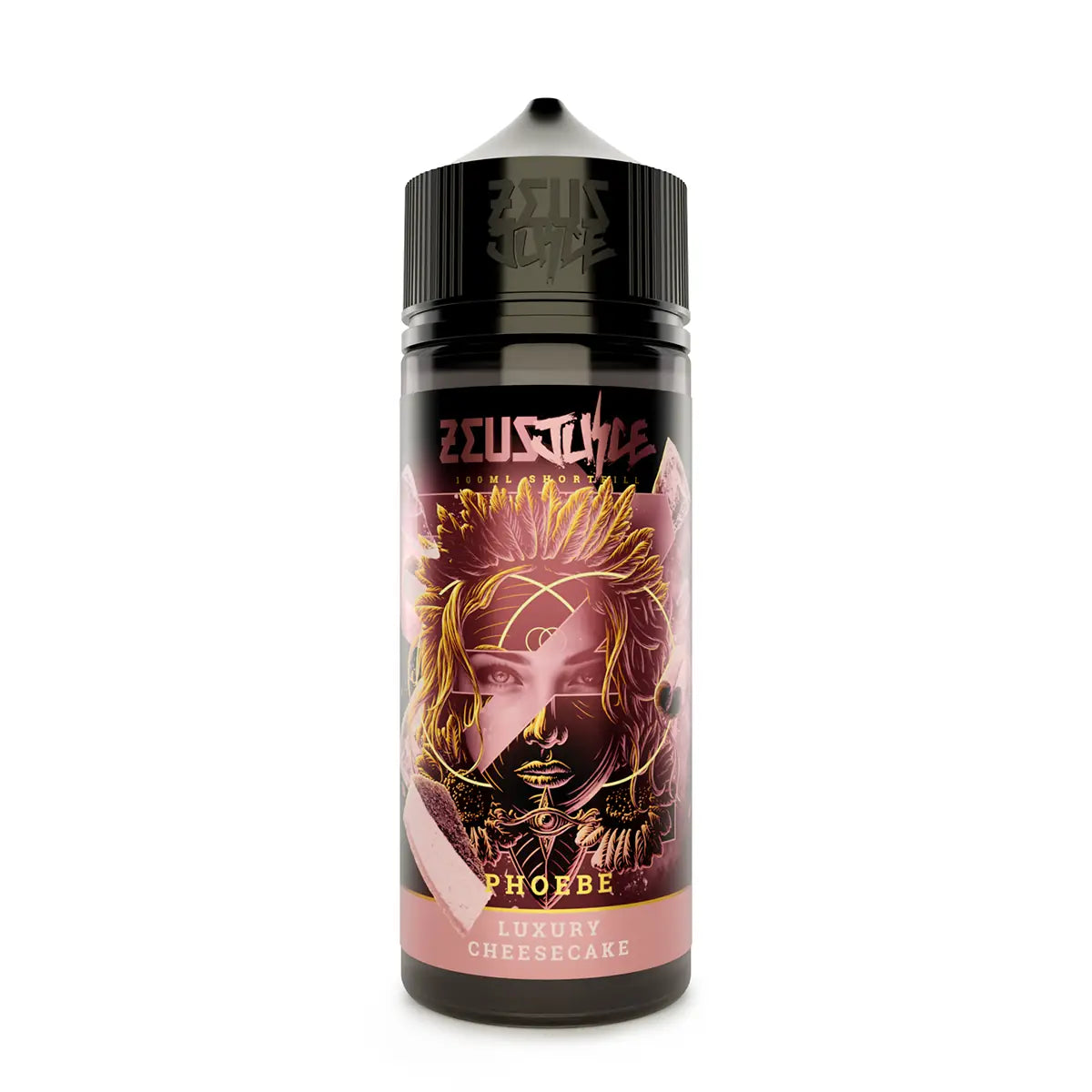 Zeus Juice Phoebe 70:30 e-liquid bottle with artistic design on a white background