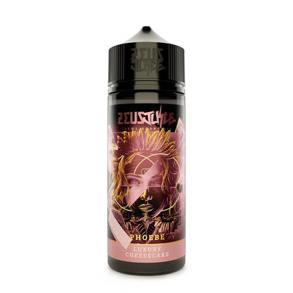 Zeus Juice Phoebe 70:30 e-liquid bottle with artistic design on a white background