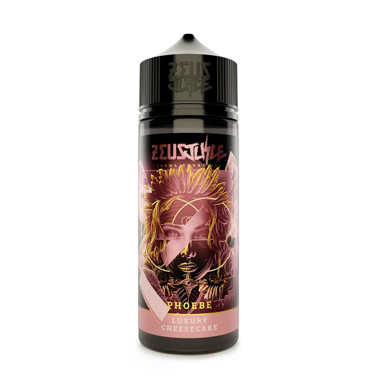 Zeus Juice Phoebe 70:30 e-liquid bottle with artistic design on a white background
