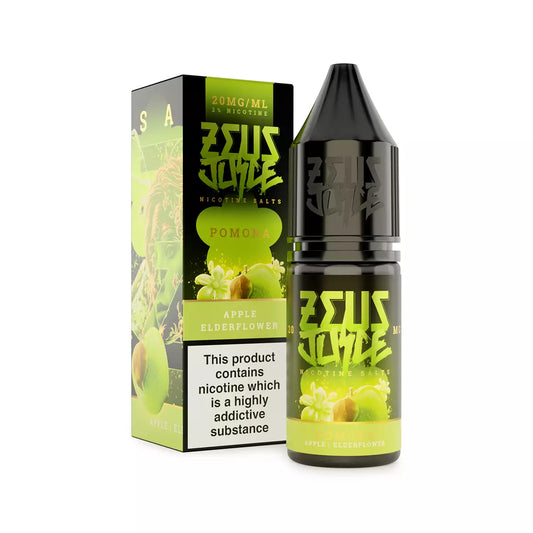 Zeus Juice Pomona Nic Salt bottle and packaging on a white background