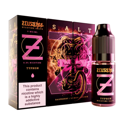 Zeus vape juice packaging with pink and black design on a white background