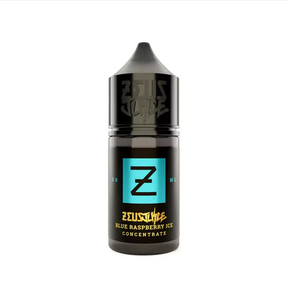 Zeus Blue Raspberry Ice concentrate bottle on a white background