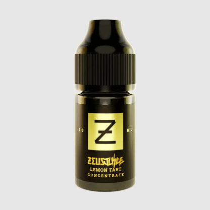 Zeus Lemon Tart vape concentrate bottle on a light gray background