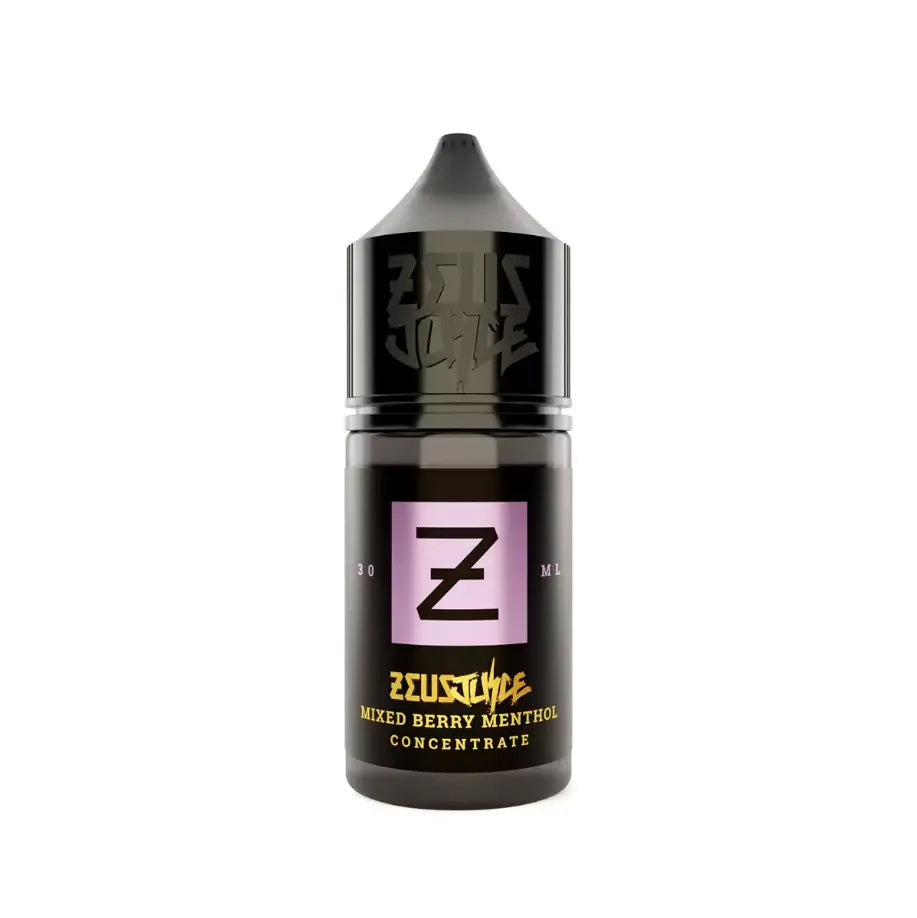 Zeus vape juice bottle with black and purple design on a white background