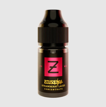 Zeus Strawberry Laces concentrate bottle on a light gray background