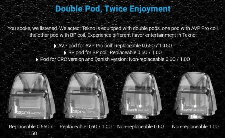 Aspire Tekno Replacement Pod | AVP Pro & BP Coils | bearsvapes.co.uk