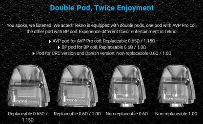 Aspire Tekno Replacement Pod | AVP Pro & BP Coils | bearsvapes.co.uk