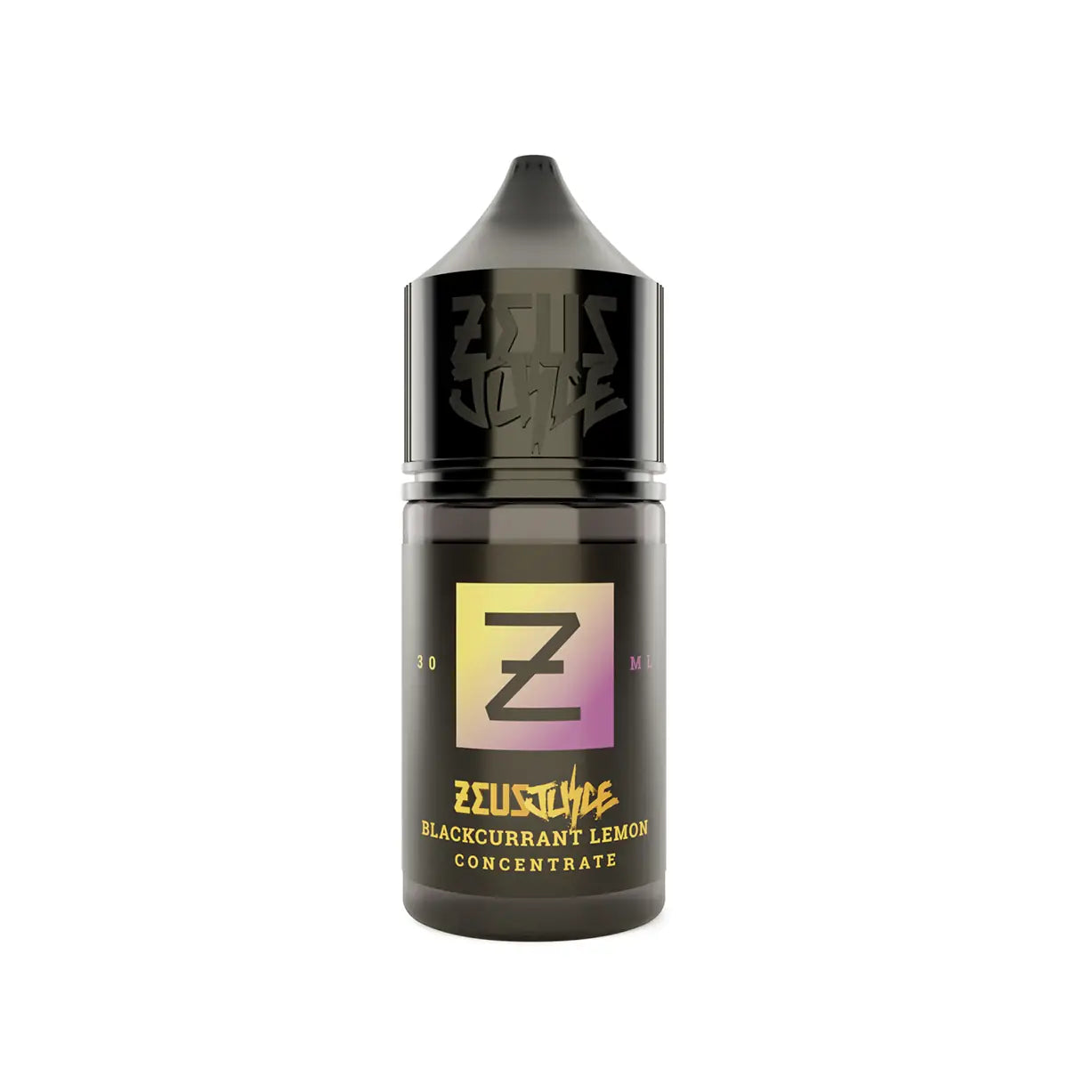 Zeus Blackcurrant Lemon concentrate bottle on a white background