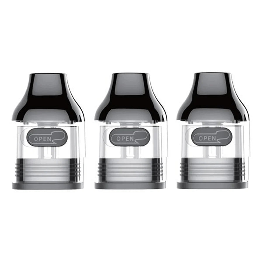 Three identical clear and black vape replacement atomizer tanks with 'OPEN' tabs, arranged side-by-side on a white background.