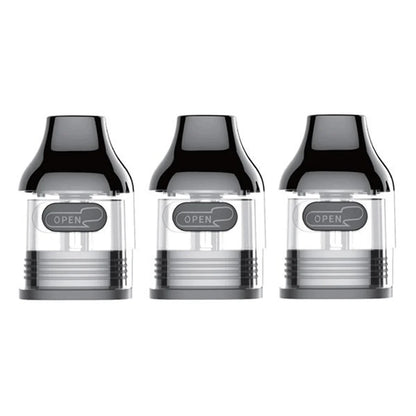 Three identical clear and black vape replacement atomizer tanks with 'OPEN' tabs, arranged side-by-side on a white background.