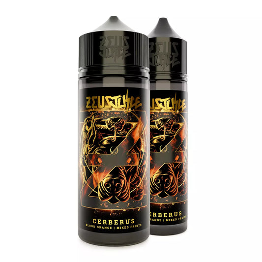 Zeus Juice Cerberus 70:30 e-liquid bottles on a white background