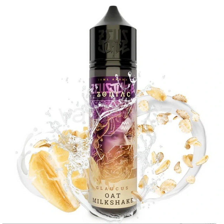 Vape juice bottle with 'Glaucous Oat Milkshake' flavour on a white background