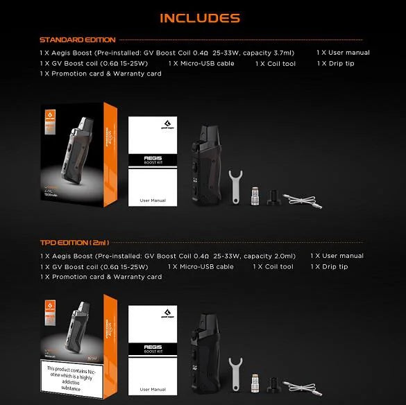 Geekvape Aegis Boost Pod Vape Kit incl FREE RBA Pod | bearsvapes.co.uk