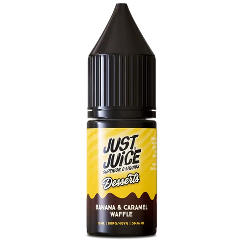 Just Juice dessert e-liquid bottle with yellow label on a white background