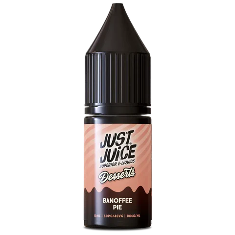 Just Juice Banoffee Pie e-liquid bottle on a white background