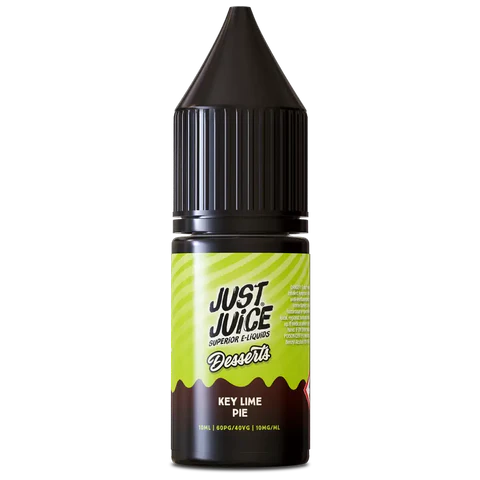 Bottle of Just Juice Key Lime Pie flavor on a white background