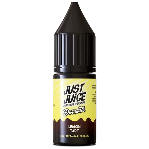 Bottle of Just Juice Lemon Tart e-liquid on a white background