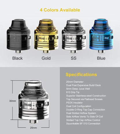 Oumier Wasp Nano S RDA | Dual Coil BF RDA | bearsvapes.co.uk